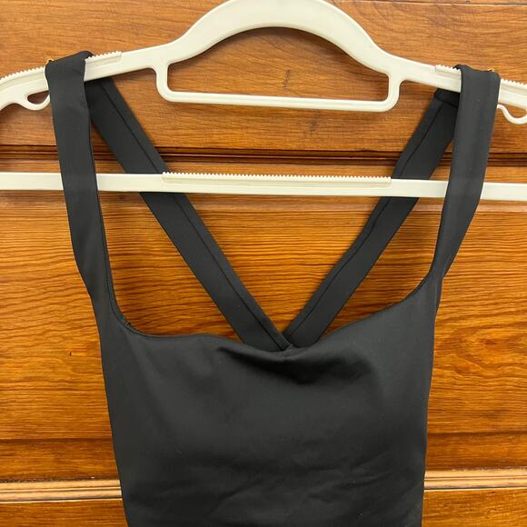 Halara sz S NWT Softlyzero Airy Square Neck Black Crisscross Cropped Tank Top - Picture 2 of 15